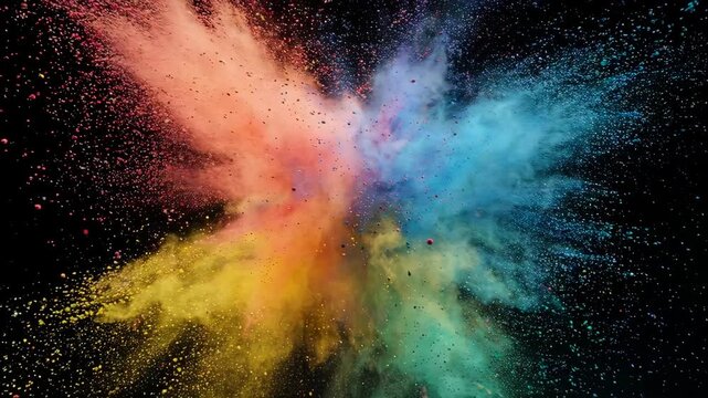 Colorful Powder Explosion on Black Background.
