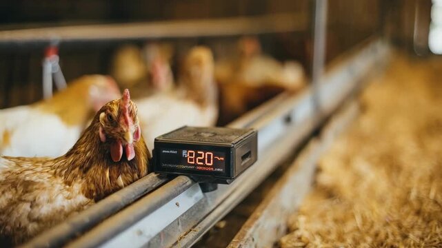 Medium shot of a digital timer integrated with an automated feeder emphasizing scheduled feeding intervals for improved animal nutrition management.