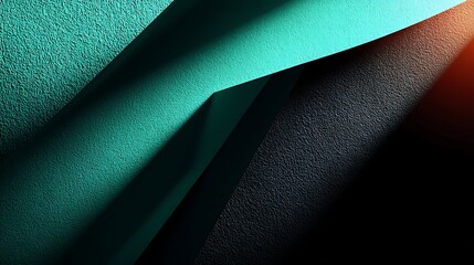 Abstract teal and black textured surfaces with dynamic light and shadow contrasts art
