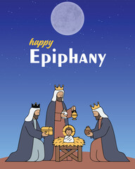 Three Kings Epiphany Illustration with Star of Bethlehem