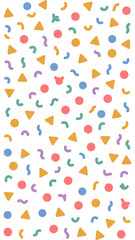 Colorful Abstract Confetti Pattern: A vibrant and playful collection of confetti shapes in a colorful array, adding a touch of cheer and festivity.