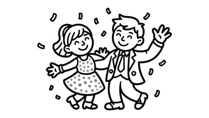 Couple Dancing: A joyful couple dancing, capturing the delight of a shared moment, amidst celebratory confetti.