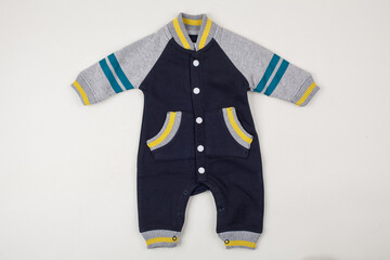 Stylish baby bomber jacket romper. Trendy infant clothing fashion. Kids fashion