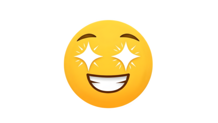 Smiling face with star eyes emoji isolated on transparent background