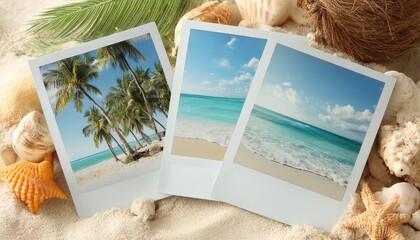 Three stunning summer vacation photos showcasing tropical beach scenes.