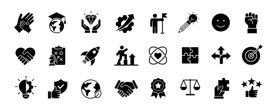 Core Values icon set. Vector illustration.