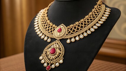 Pure 24 carat gold jewellery necklace, generative.ai
