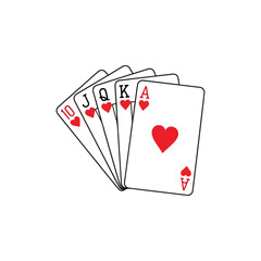 Heart Suit Playing Cards in a Fan Arrangement.