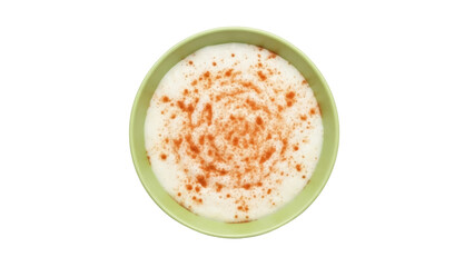 Isolated bowl of creamy porridge with cinnamon powder, healthy breakfast and nutrition