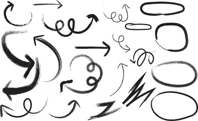 Hand Drawn Curved Arrows Set