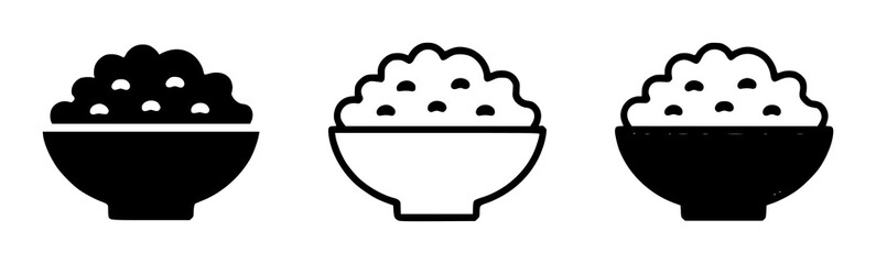 Black and white bowls filled with rice food editable