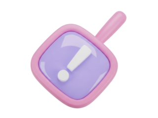 Isolated 3D rendering of a notification icon with pink border and handle for mobile apps