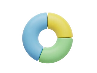 Isolated colorful ring puzzle, abstract geometric shape consisting of three parts design