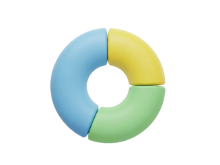 Isolated colorful ring puzzle, abstract geometric shape consisting of three parts design