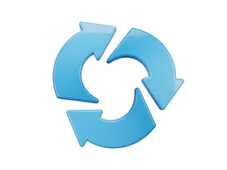 Isolated light blue arrow circular system, loop arrow three, recycle icon, sign, symbol, concept