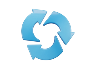 Isolated light blue arrow circular system, loop arrow three, recycle icon, sign, symbol, concept