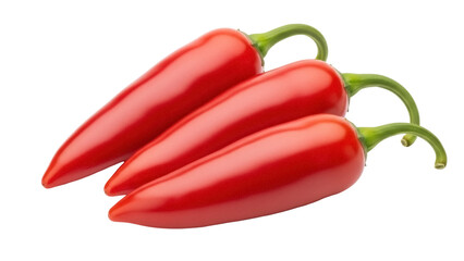 Isolated Fresh Red Jalapeno Peppers in Close Up Still Life Food Photo Studio Style