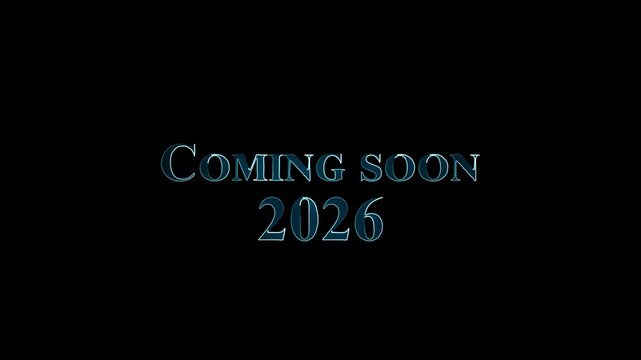 coming soon 2026 new year text icon animation glowing neon. New year beginning, happy celebration, festival, new life, growth of business, startup, innovation. and black background.