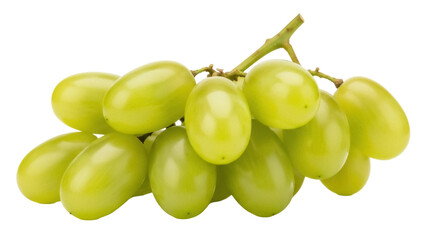 Isolated cluster of green grapes, fresh fruit snack, healthy diet choice, sweet and juicy