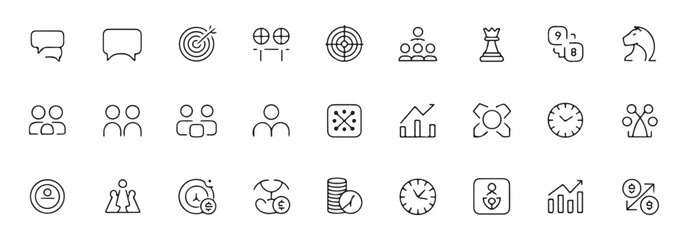 Growth settings icon set showing a rising chart within a gear in various styles and colors