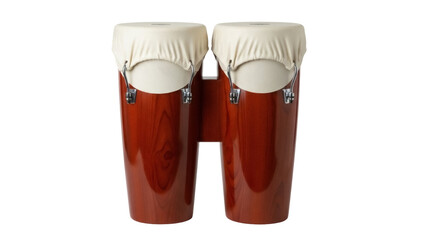 Isolated pair of bongo drums, percussion instrument used in African and Latin music, studio shot