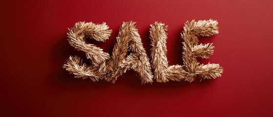 Shimmering letters spell out sale against a rich red backdrop, inviting customers to explore amazing deals and discounts