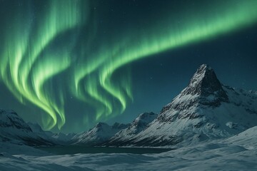 Aurora Borealis  Northern Lights over Snowy Peaks