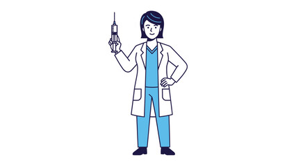Medical Professional Holding Syringe: A determined medical professional, adorned in professional attire, confidently brandishes a syringe. representing advancements in healthcare.
