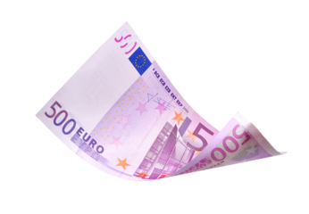 Flying 500 euro banknotes