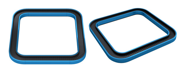 Set of Airport luggage conveyor belt or baggage  claim area with suitcases on white.