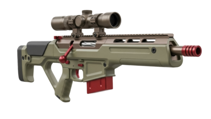 Isolated Modern Precision Rifle Ready for Action with Sight for Distance Shooting outdoors