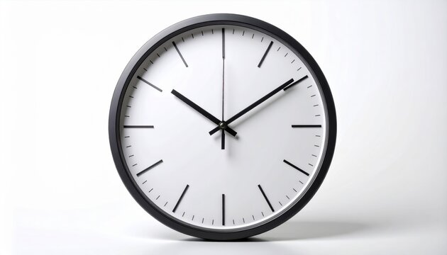 Analog Clock Face with Black Frame on White Background Showing Time - Powered by Adobe