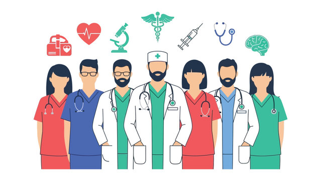 Healthcare Professionals Standing Together: A dedicated group of medical professionals, united in their commitment to patient care and well-being. This image embodies health, hope, and compassion.