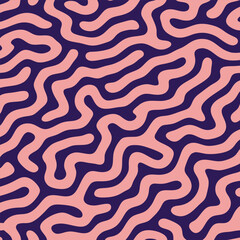 Abstract seamless pattern with flowing pink lines on a dark blue background