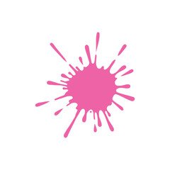 Obraz premium Pink paint splash vector illustration. Vibrant ink splatter blot isolated on white for graphic design and artistic backgrounds.
