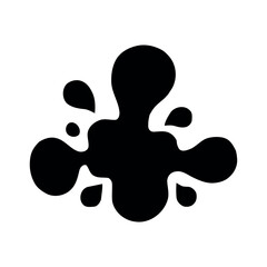 Obraz premium Black paint splash silhouette vector. Rounded ink splatter blot isolated on white background for modern branding and playful graphic design.