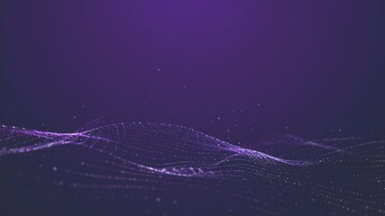 Abstract digital wave of light particles in space