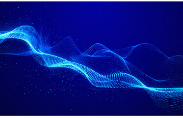 Luminous blue wave pattern against a dark blue gradient