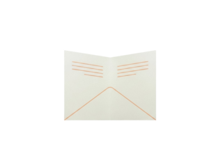 Isolated envelope interior with orange lines for text on light surface, stationery design