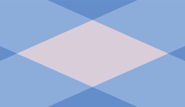 Abstract geometric background with blue squares featuring a 3d origami paper letter and business mail envelope illustration for a blank communication message card design template