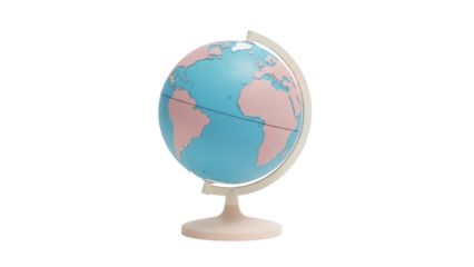 Isolated Globe with Continents in Pink and Blue for Education and Learning Concepts