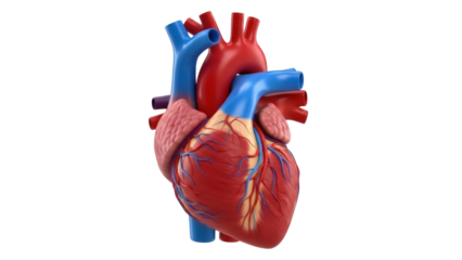 Isolated anatomical heart model for medical illustration of human circulatory system