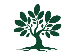 Fototapeta premium Green Tree Silhouette with Roots