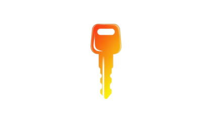 Isolated, orange and yellow colored key, symbol of success, solution, and security