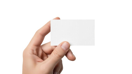 Obraz premium Isolated Hand holding a rectangular business card, showing a promotion, offer or advertisement
