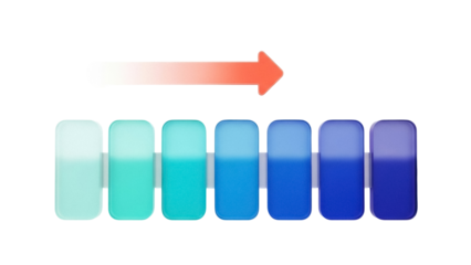 Isolated ombre gradation shades of blue, turquoise colors, creative gradient progression