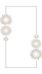 Elegant Celebration Frame: A vertical composition showcases an elegant frame adorned with stylized bursts of light, ideal for adding a touch of festivity and sophistication to any design or layout. © Rahimatul