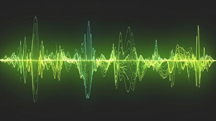 Glowing green sound wave on a dark background