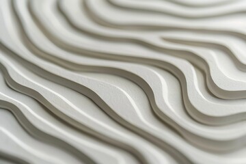 White wavy layered surface with gray shadows, abstract design element
