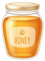 Honey Jar Illustration Isolated on White Background